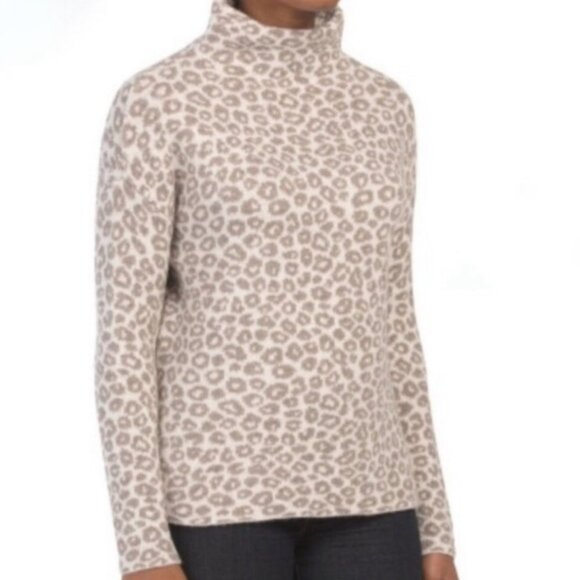 Christian Siriano Wool Animal Leopard Cheetah Tan Cream Soft Sweater size S - Picture 1 of 5